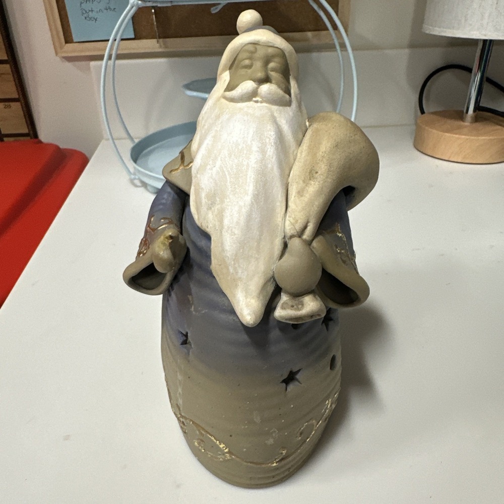 Vintage Ceramic T-Light Holder Santa Origins From Roman Inc 7.5"